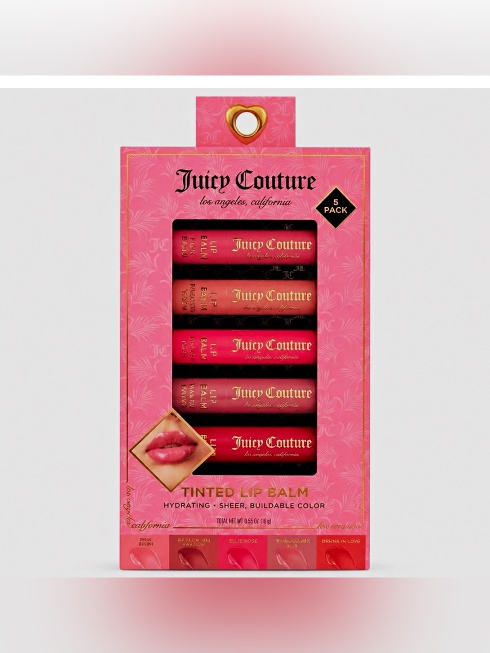 Juicy Couture Pink Tinted Lip Balm Set - 5 Shades